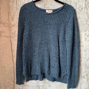 Crew Neck Knit Sweater, Blue/Green